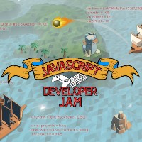 words javascript developer with island video game in the background